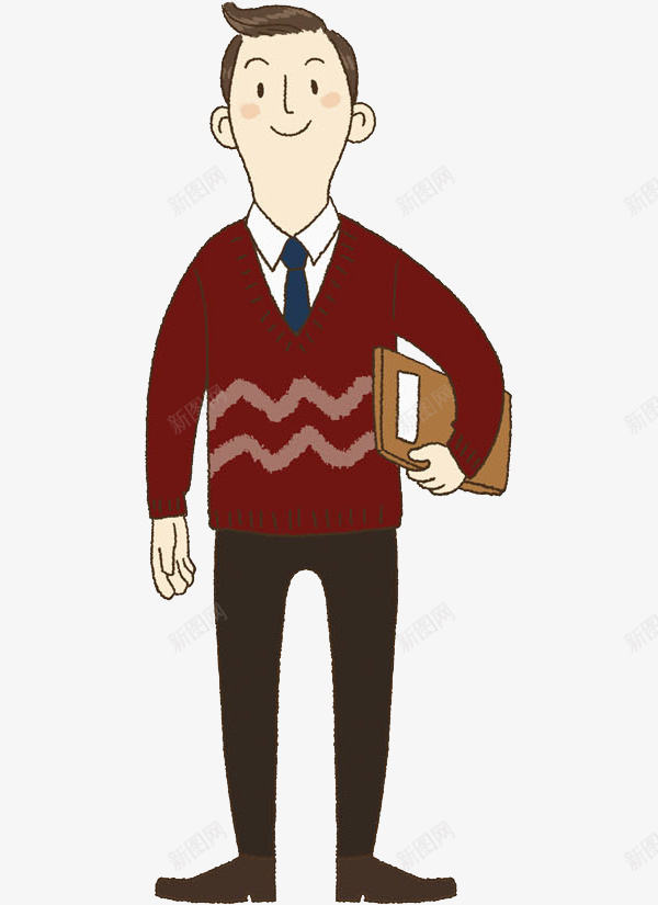 红色上衣的男人png免抠素材_新图网 https://ixintu.com 卡通 可爱的 学生 帅气的 稳重的 红色的 老师