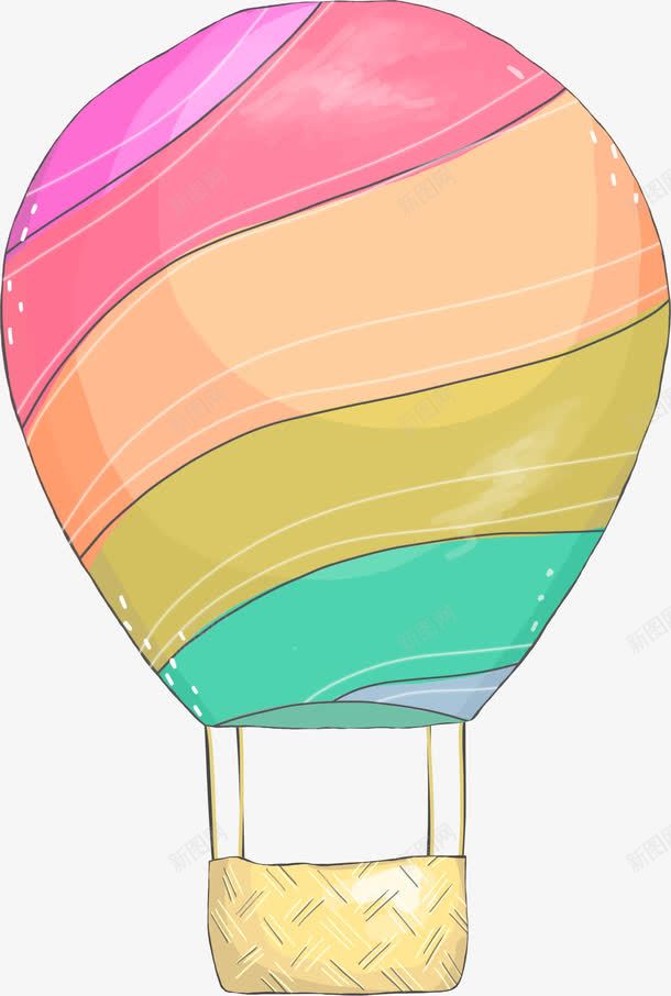 手绘卡通热气球png免抠素材_新图网 https://ixintu.com 七彩 动画动漫 彩色气球 手绘热气球 插画 气球 热气球