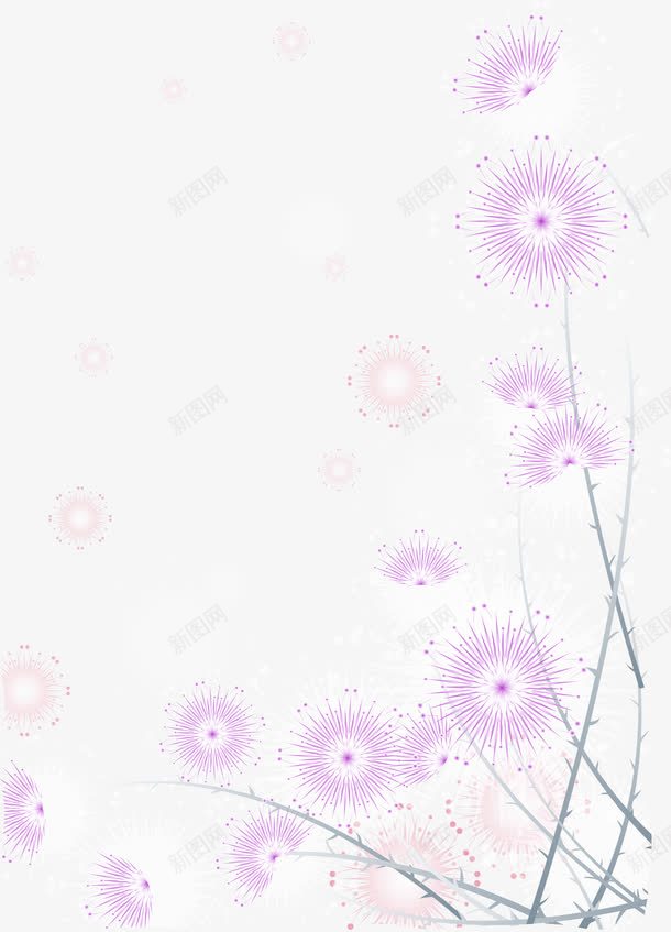 紫色蒲公英png免抠素材_新图网 https://ixintu.com AI矢量图库 紫色花纹 蒲公英 蒲公英图 被风吹走的蒲公英