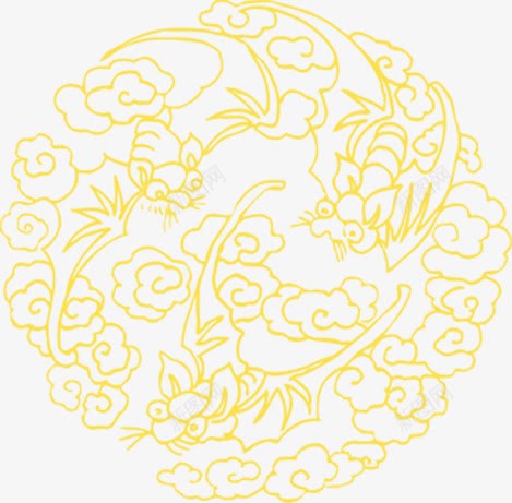 黄色线条新年花纹底纹png免抠素材_新图网 https://ixintu.com 底纹 新年 线条 花纹 黄色