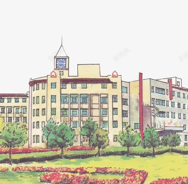 卡通手绘大学教学楼png免抠素材_新图网 https://ixintu.com 一栋教学楼 卡通手绘大学教学楼 学校大楼 建筑