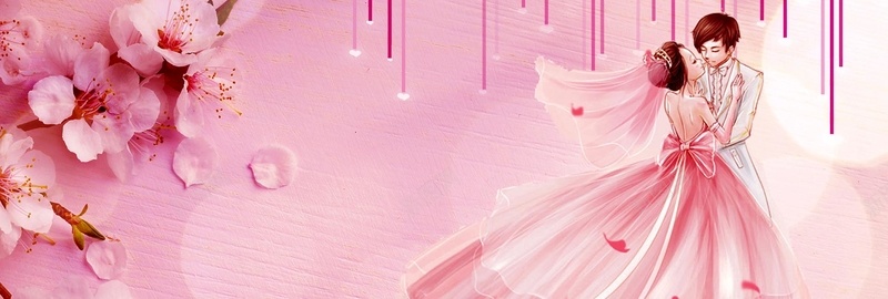 结婚季浪漫手绘粉色bannerjpg设计背景_新图网 https://ixintu.com 婚博会 婚礼 婚纱 情人节 情侣 手绘 手绘情侣 求婚 浪漫 电商 粉色背景 结婚季 花瓣