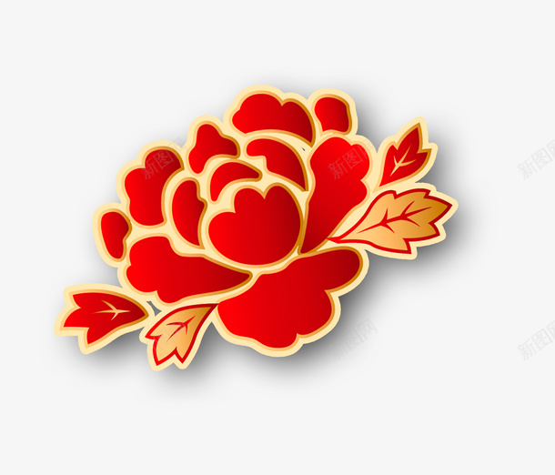 送你一朵大红花png免抠素材_新图网 https://ixintu.com 剪纸 手绘 红花 过年