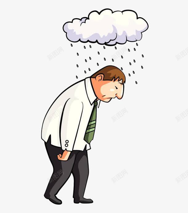 被雨淋的男人png免抠素材_新图网 https://ixintu.com 下雨 不爽 不舒服 垂头丧气 忧愁 泄气 烦恼 烦恼的男人 烦闷