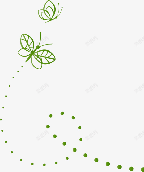 绿色蝴蝶花纹png免抠素材_新图网 https://ixintu.com AI 卡通 可爱 圆点 手绘 昆虫 纹蝴蝶 线条 绿色 蝴蝶