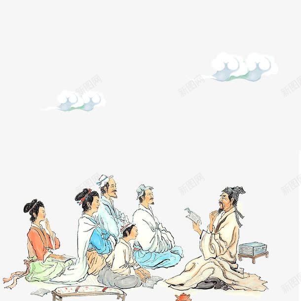 古人学习png免抠素材_新图网 https://ixintu.com 中国古代学堂 书生 古人 古代 古代人 学习 教书 教育 朗读