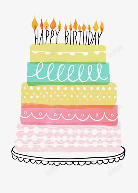 卡通生日蛋糕png免抠素材_新图网 https://ixintu.com 彩色 烘焙 生日快乐 生日蛋糕 美食 英文 蛋糕