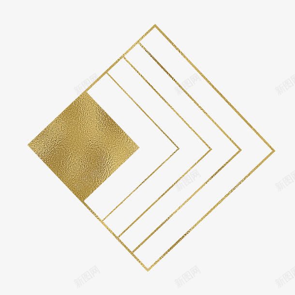 金色菱形png免抠素材_新图网 https://ixintu.com 几何图形 菱形 金箔质感