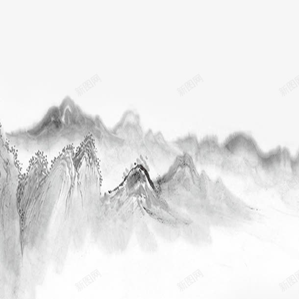 中国风水墨山水烟雨psd免抠素材_新图网 https://ixintu.com 中国风 水墨烟雨 烟雨 烟雨山水