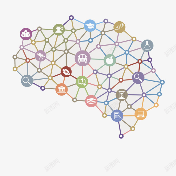 网状图标分布图png_新图网 https://ixintu.com ppt 分布 创意 卡通 商务 图标 手绘 插图 网状