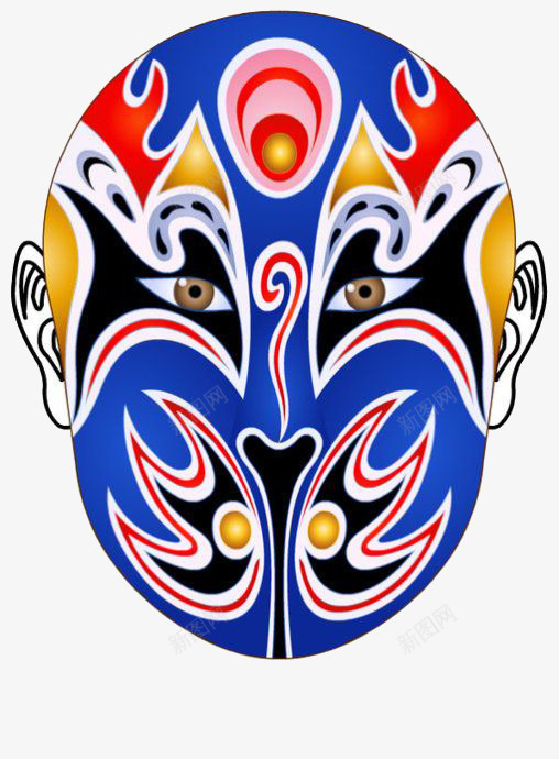 京剧脸谱手绘简图png免抠素材_新图网 https://ixintu.com 中国京剧脸谱 京剧脸谱 变脸 妆容 川剧 简图 脸谱 蓝色花纹 装扮