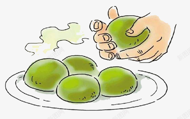 二十四节气美食青团psd免抠素材_新图网 https://ixintu.com 二十四节气海报 手绘青团 清明美食 清明节气 艾草团 节气美食 青团 青团子
