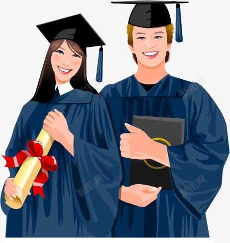 卡通手绘大学生png免抠素材_新图网 https://ixintu.com 卡通 大学生 学位 学士学位 学士服 微笑 男生女生