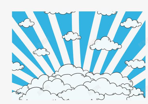 射线背景蓝天矢量图ai免抠素材_新图网 https://ixintu.com 云彩 云朵 射线 放射状 矢量免费图片素材 蓝天 矢量图