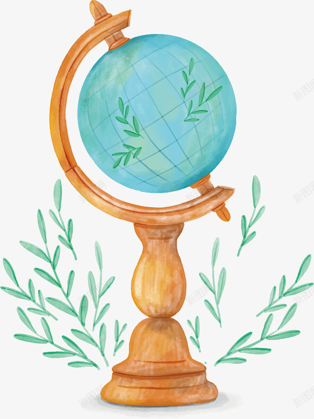 手绘水彩旅游地球仪矢量图ai免抠素材_新图网 https://ixintu.com 休闲 卡通 名胜 地球仪 度假 手绘 旅游 旅行箱 景点 水彩 游玩 矢量图