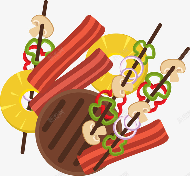 红色扁平烧烤肉串png免抠素材_新图网 https://ixintu.com 517 BBQ 吃货节 烤串 烧烤 美食节 肉串 食品 餐饮
