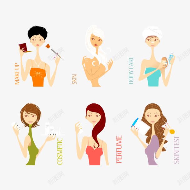 卡通手绘美女化妆矢量图ai免抠素材_新图网 https://ixintu.com 卡通手绘美女化妆 女性 时尚达人 淘宝化妆品详情页元素 美容化妆品天猫直通车海报元素 矢量图
