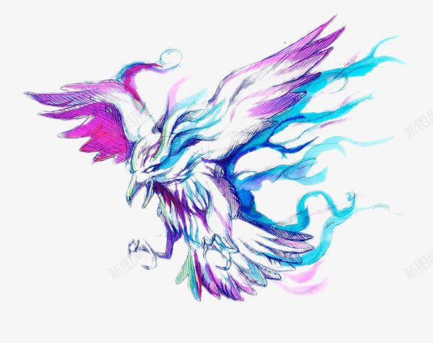 霸气的老鹰卡通psd免抠素材_新图网 https://ixintu.com 利爪 线条 翅膀 老鹰 飞翔 鸟类