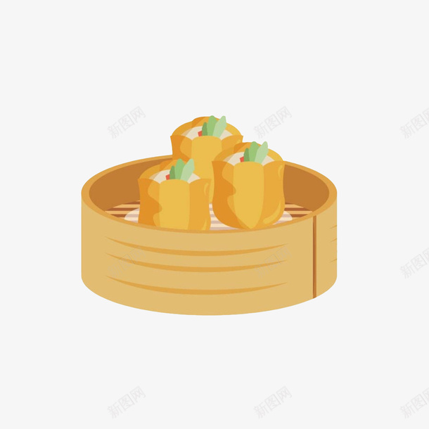 扁平化美食烧卖png免抠素材_新图网 https://ixintu.com 卡通烧卖 扁平化 早点 早茶点心 早餐 蒸笼