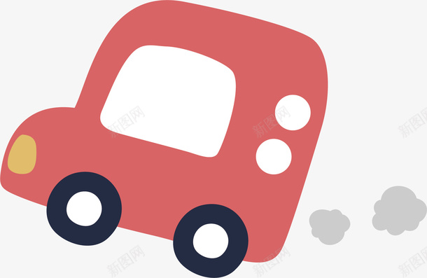 红色的小汽车矢量图ai免抠素材_新图网 https://ixintu.com Q版汽车 交通工具 卡通手绘 水彩 汽车 汽车尾气 烟雾 矢量图 红色