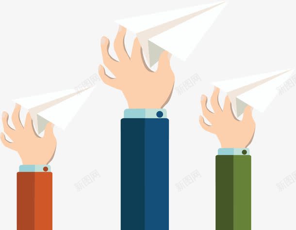折叠纸飞机png免抠素材_新图网 https://ixintu.com 商务 手拿 汇报封面 矢量素材 纸飞机