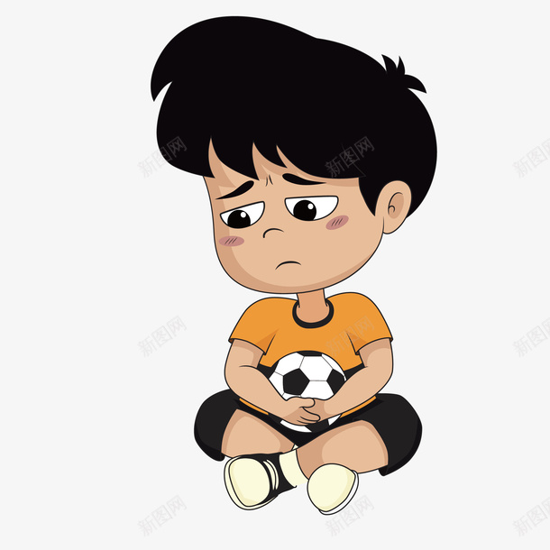 悲伤的可爱孩子图案矢量图eps免抠素材_新图网 https://ixintu.com 人物 卡通 图案 孩子 小清新 形象设计 简约 足球 矢量图