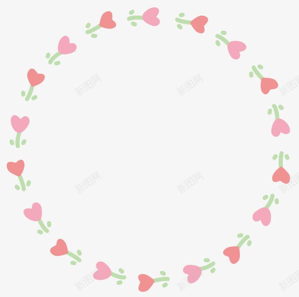 粉色美丽爱心花环png免抠素材_新图网 https://ixintu.com 春天 春季 春日 自然 花朵 花环 边框纹理 鲜花