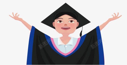 卡通小学生毕业啦png免抠素材_新图网 https://ixintu.com 卡通人物 卡通小学生毕业啦 开学啦 开学季 毕业服装