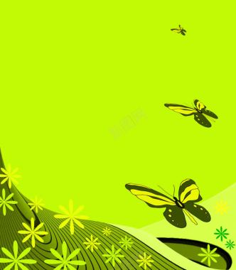 蝴蝶与绿色线条花纹背景背景