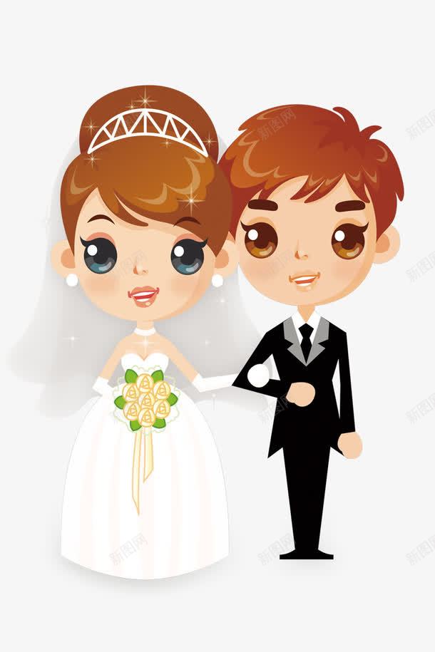 婚礼男女png免抠素材_新图网 https://ixintu.com 卡通人物 婚纱 挽手 礼服 结婚仪式