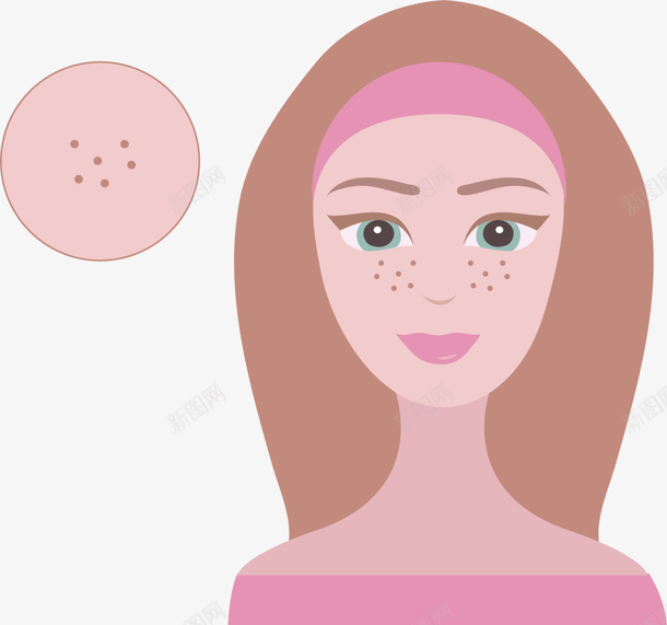 粉色卡通雀斑女孩png免抠素材_新图网 https://ixintu.com SPA 卡通女生 护肤 祛斑美容 美丽 美妆 美容院 雀斑女孩