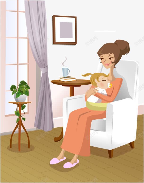 妈妈在家领孩子png免抠素材_新图网 https://ixintu.com 亲情 卡通 家庭主妇 领孩子
