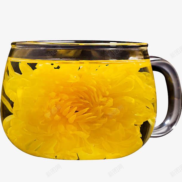 菊花茶png免抠素材_新图网 https://ixintu.com 产品实物图 茶杯 菊花 菊花茶 黄色