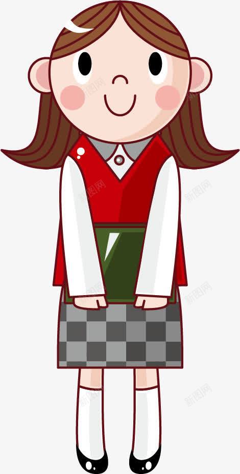 卡通拿着书学生png免抠素材_新图网 https://ixintu.com 人物 儿童 卡通人物 卡通拿着书的学生 女孩 女生 学生 手绘学生 拿着书的学生