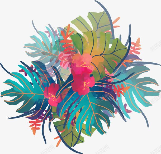 水彩热带植物png免抠素材_新图网 https://ixintu.com 夏日植物海报 手绘植物 植物 热带植物 矢量png 芭蕉叶