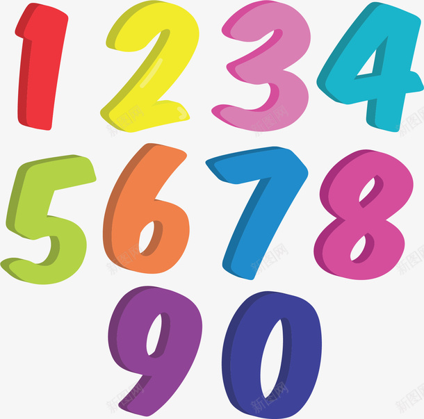 儿童卡通彩色数字矢量图ai免抠素材_新图网 https://ixintu.com 儿童数字 卡通数字 彩色数字 数字 数字0到9 数字早教 矢量png 矢量图