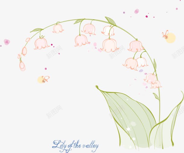 手绘铃兰png免抠素材_新图网 https://ixintu.com AI 卡通 手绘 粉红 粉色 线条 绿叶 绿色 花卉 花朵 铃兰