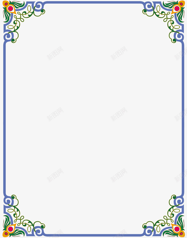 复古蓝彩珐琅边框png免抠素材_新图网 https://ixintu.com 复古边框 珐琅 艺术边框 花纹 边框