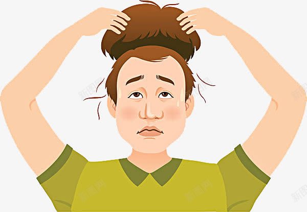 戴假发的男子png免抠素材_新图网 https://ixintu.com 假发 动漫人物头发 动漫头发 卡通手绘 发套 宣传 慌张 担心表情 掉发 掉头发PNG 脱发 装饰