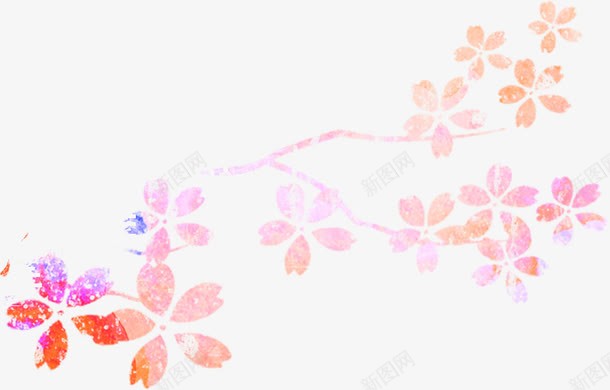 粉色简约桃花水彩手绘树枝png免抠素材_新图网 https://ixintu.com 树枝 桃花 水彩 简约 粉色