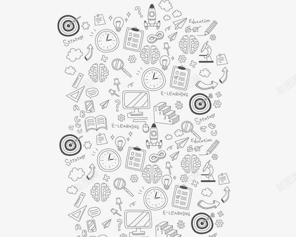 简笔画图标元素png_新图网 https://ixintu.com 书籍 办公用品 图标元素 尺子 灯泡 电脑 简笔 箭头 表