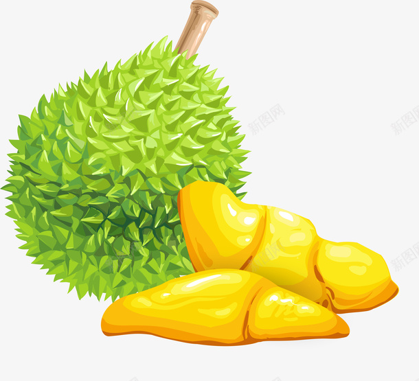 卡通榴莲png免抠素材_新图网 https://ixintu.com 卡通 对半 新鲜 榴莲 水果 矢量图案 装饰