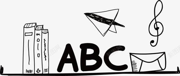 简约黑白线条png免抠素材_新图网 https://ixintu.com ABC 信封 手绘素材 简约 纸飞机 黑白线稿