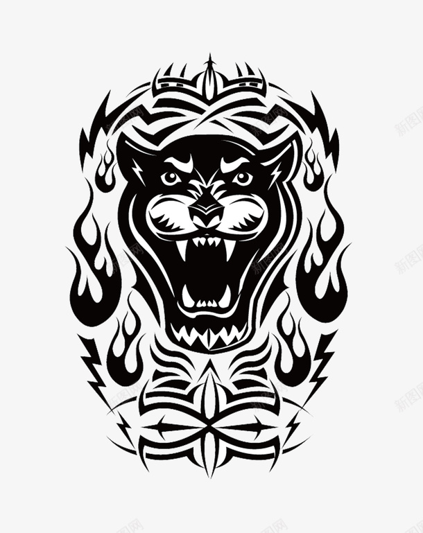 黑白胸前印花图案图标png_新图网 https://ixintu.com T恤 logo 凶狠 动物 印花 服装设计 狮子 精美 精良 设计感 长牙