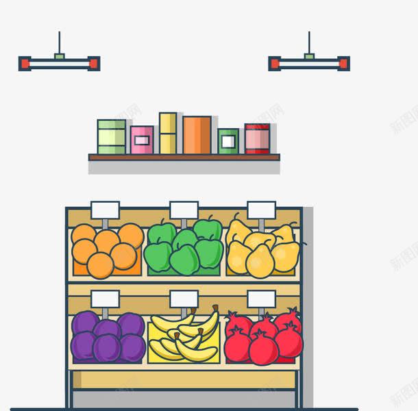卡通超市装修图png免抠素材_新图网 https://ixintu.com 卡通 室内装修 家具 家具摆设 家居摆设 家居摆设用品 家居用品 家庭用品 床柜 桌椅 水果 生活家居 矢量素材 蔬菜