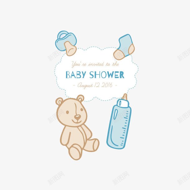 儿童卡通母婴店卡片png免抠素材_新图网 https://ixintu.com 儿童 奶瓶 宝宝洗澡 小熊 母婴素材