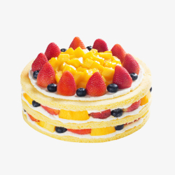 芒果千层蛋糕草莓芒果蓝莓蛋糕高清图片