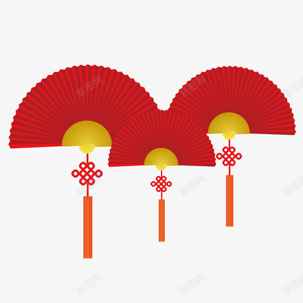 红色中国结扇子png免抠素材_新图网 https://ixintu.com 中国结 传统 卡通樱花红色扇子 喜庆 扁平 扇子 红色 装饰