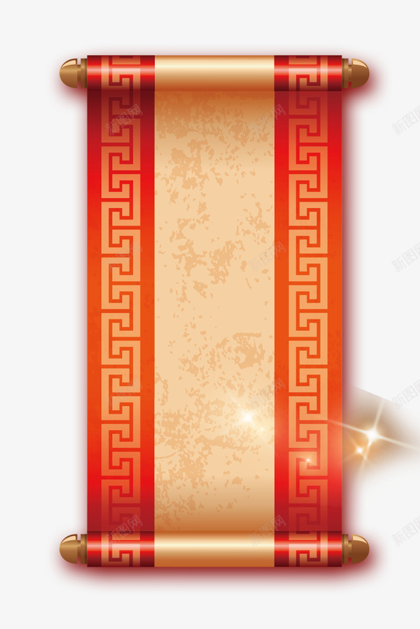 中式书画装裱卷轴psd免抠素材_新图网 https://ixintu.com 恭贺新年 折扇吊饰 新春大吉 新春快乐 爆竹灯笼 祥云云彩 竖挂卷轴