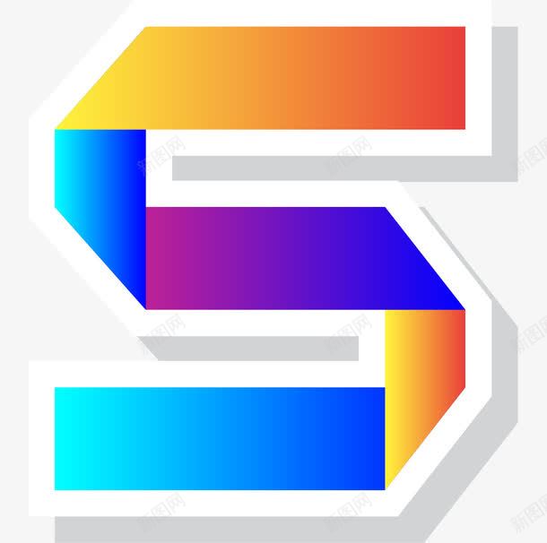 渐变色条折叠英文字母Spng免抠素材_新图网 https://ixintu.com 26个字母 3D字母 创意字母 字体设计 字母设计 广告字母 彩色字母 渐变色 立体字母 色条折叠 艺术字 英文字母S